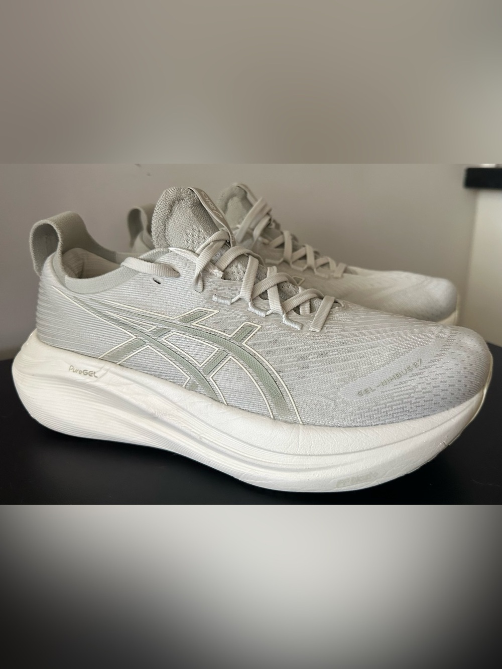ASICS Gel Nimbus 27 Women’s 9.5 Gray Ivory Running Shoes VGUC